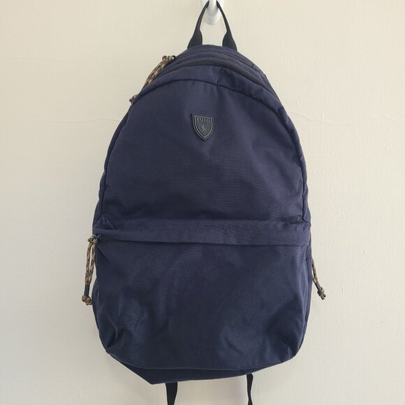 Polo Ralph Lauren Light Weight Canvas Backpack Navy Polo Logo Shield Patch - Picture 1 of 12
